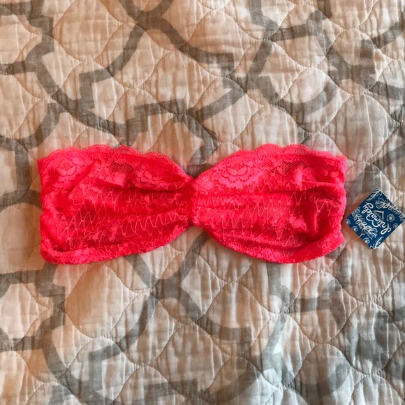 Free People Essential Lace Bandeau in HOT PINK - Picture 2 of 7